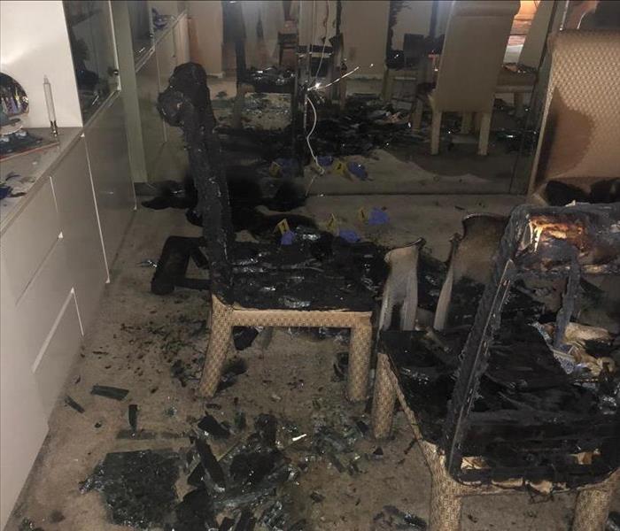 burnt furniture in home